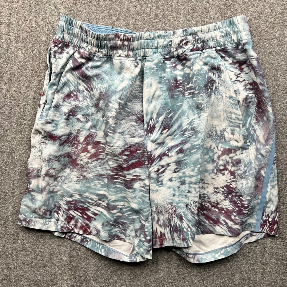 Lululemon Pace Breaker Shorts Mens Medium Blue Abstract Print  3121